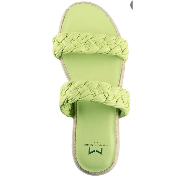Marc Fisher Sandals Jaimee Citrus Green Leather Sz 7.5 NEW NWOB N22 - Picture 2 of 4